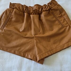 Women's Tan Leather Shorts